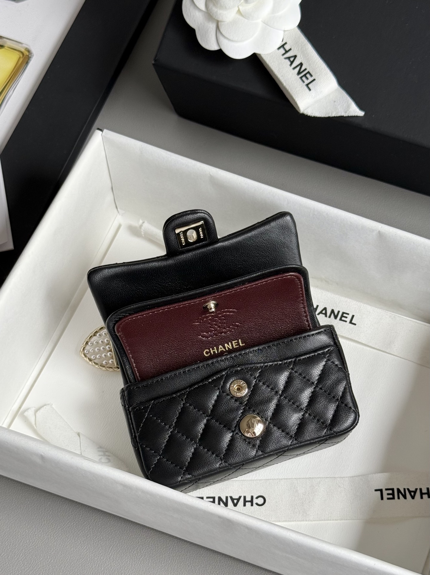 Bagsaaa Ch**el Classic Mini Bag with hook AP4760 Black - 8 x 12.5 x 5cm