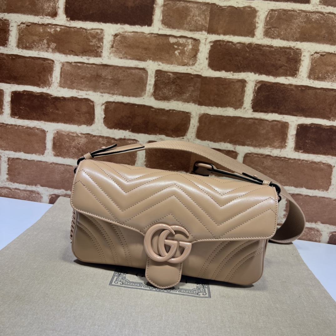 Bagsaaa Gvc*1 GG Marmont small shoulder bag 734814 beige - 26.5cm