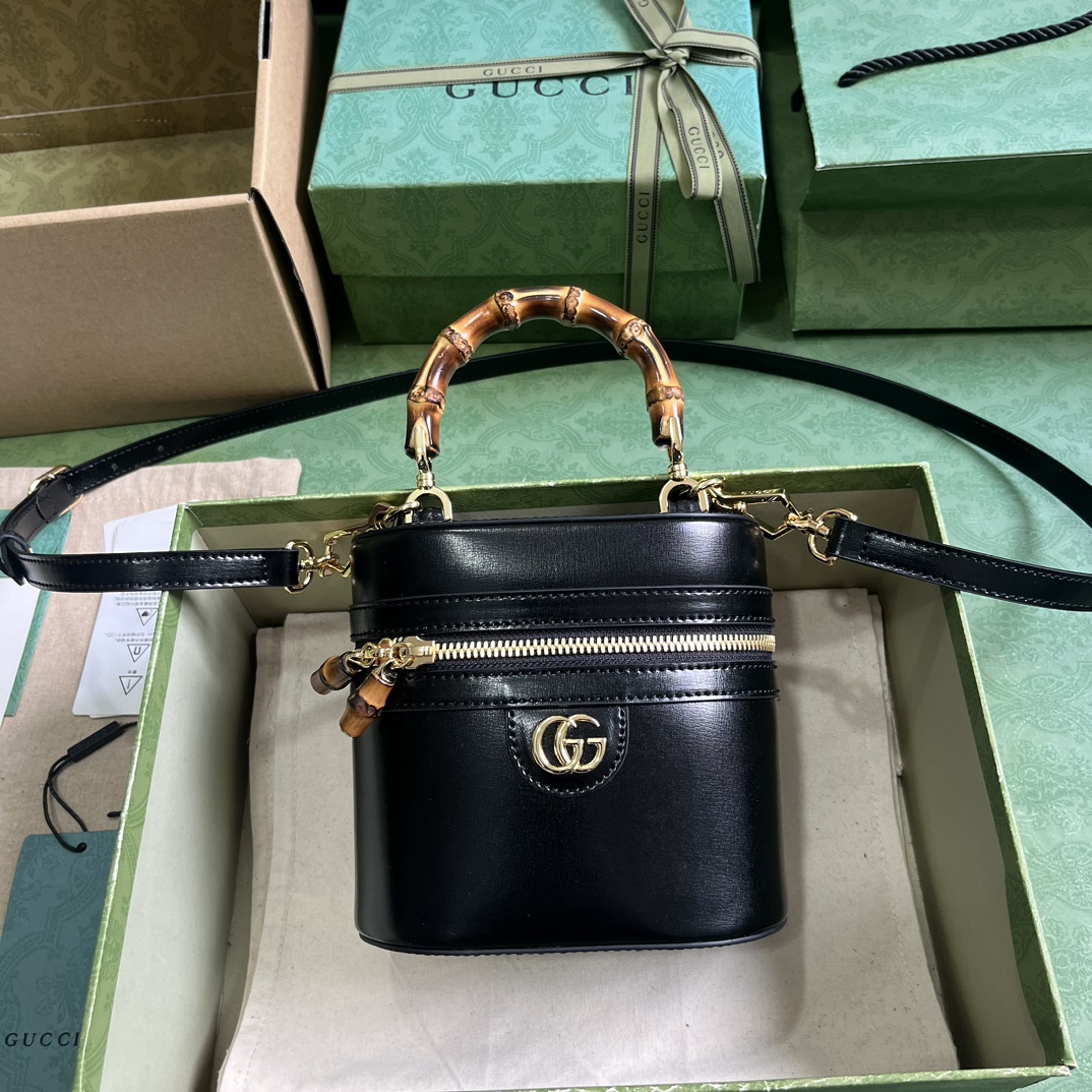 Bagsaaa Gvc*1 Mini vanity bag with bamboo handle 760200 black - 15.5cm