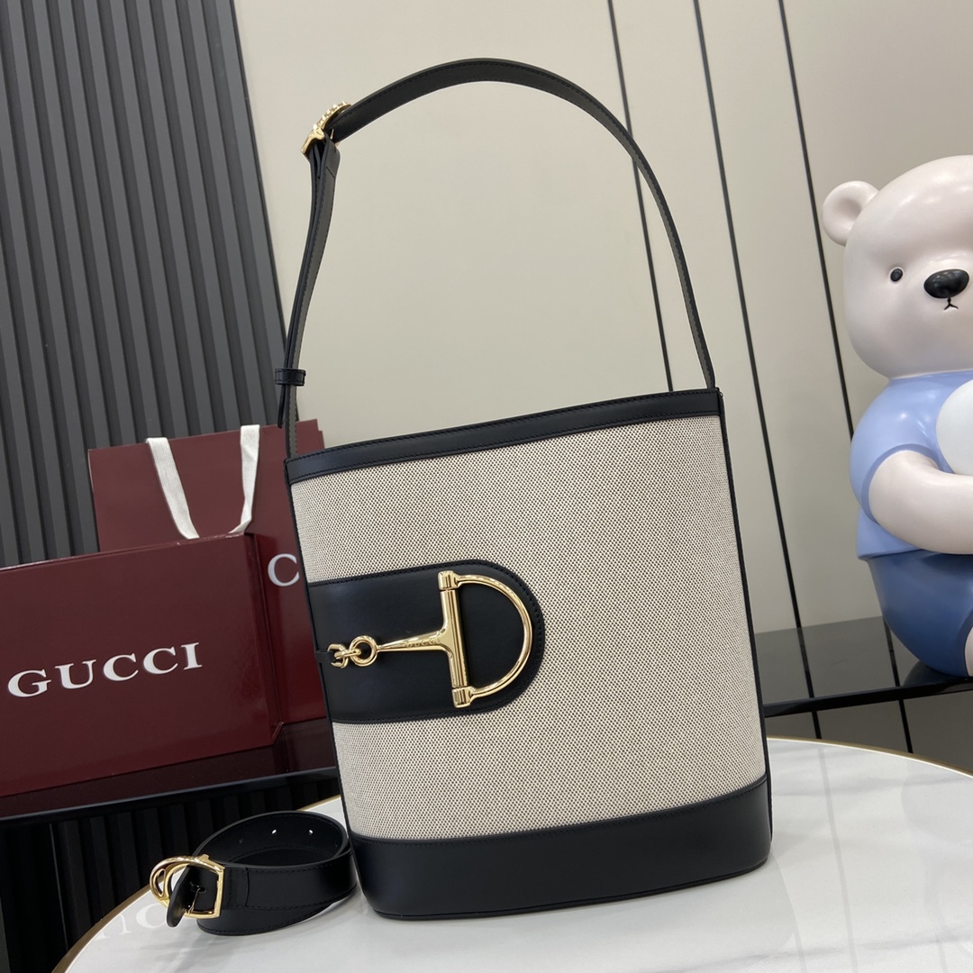 Bagsaaa Gvc*1 73 medium bucket bag 833660 black & beige - 26cm