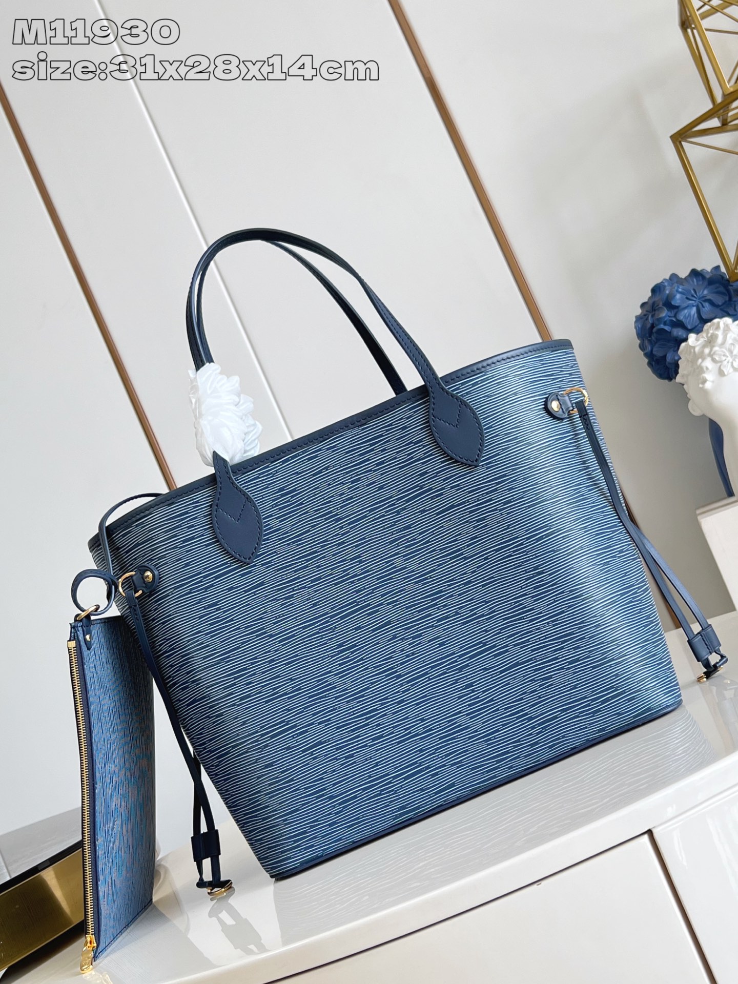 Bagsaaa LV M14856 Neverfull MM Denim Blue - 31cm