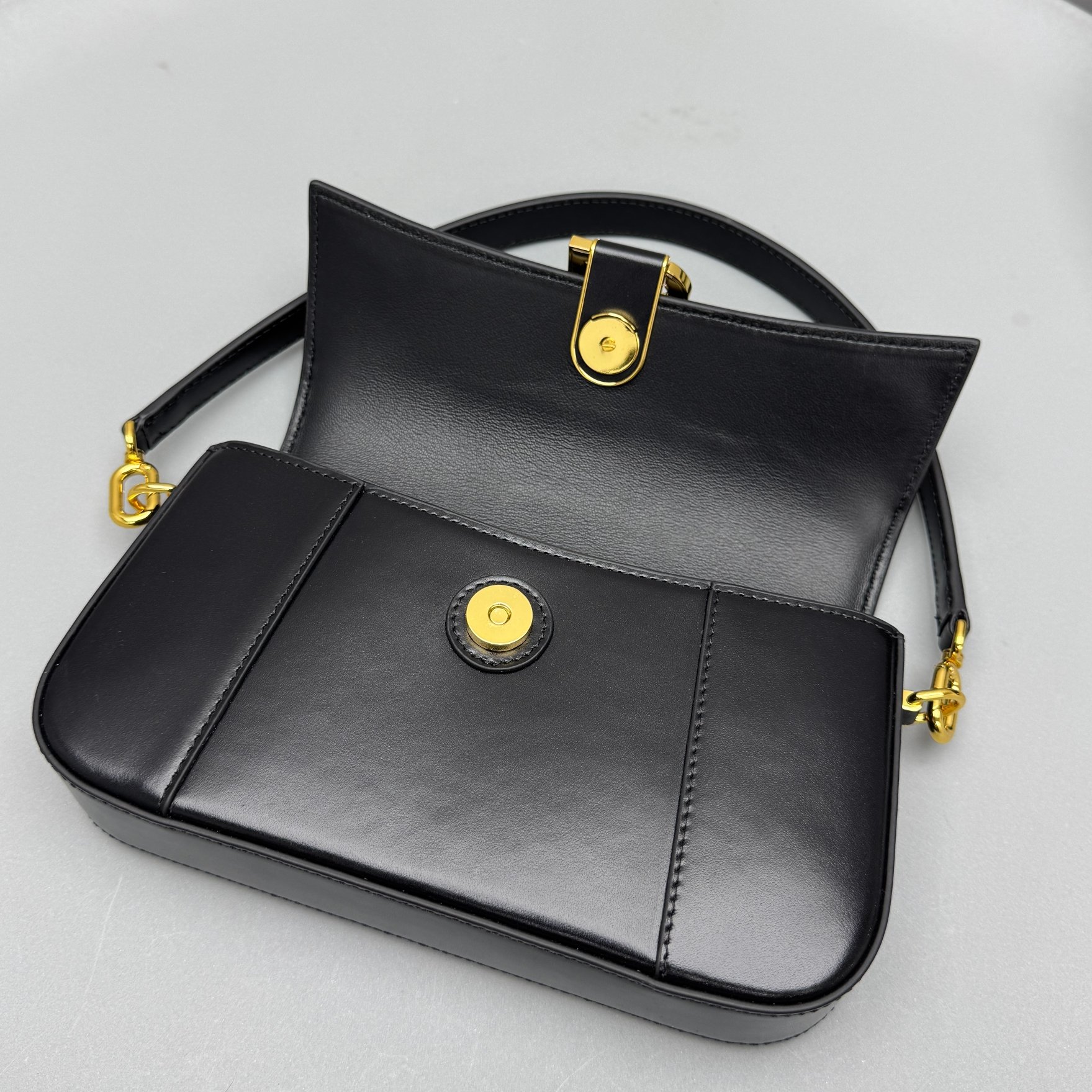 Bagsaaa Ba1en*iaga Hourglass Sling Bag Small in black shiny box calfskin - 23cm
