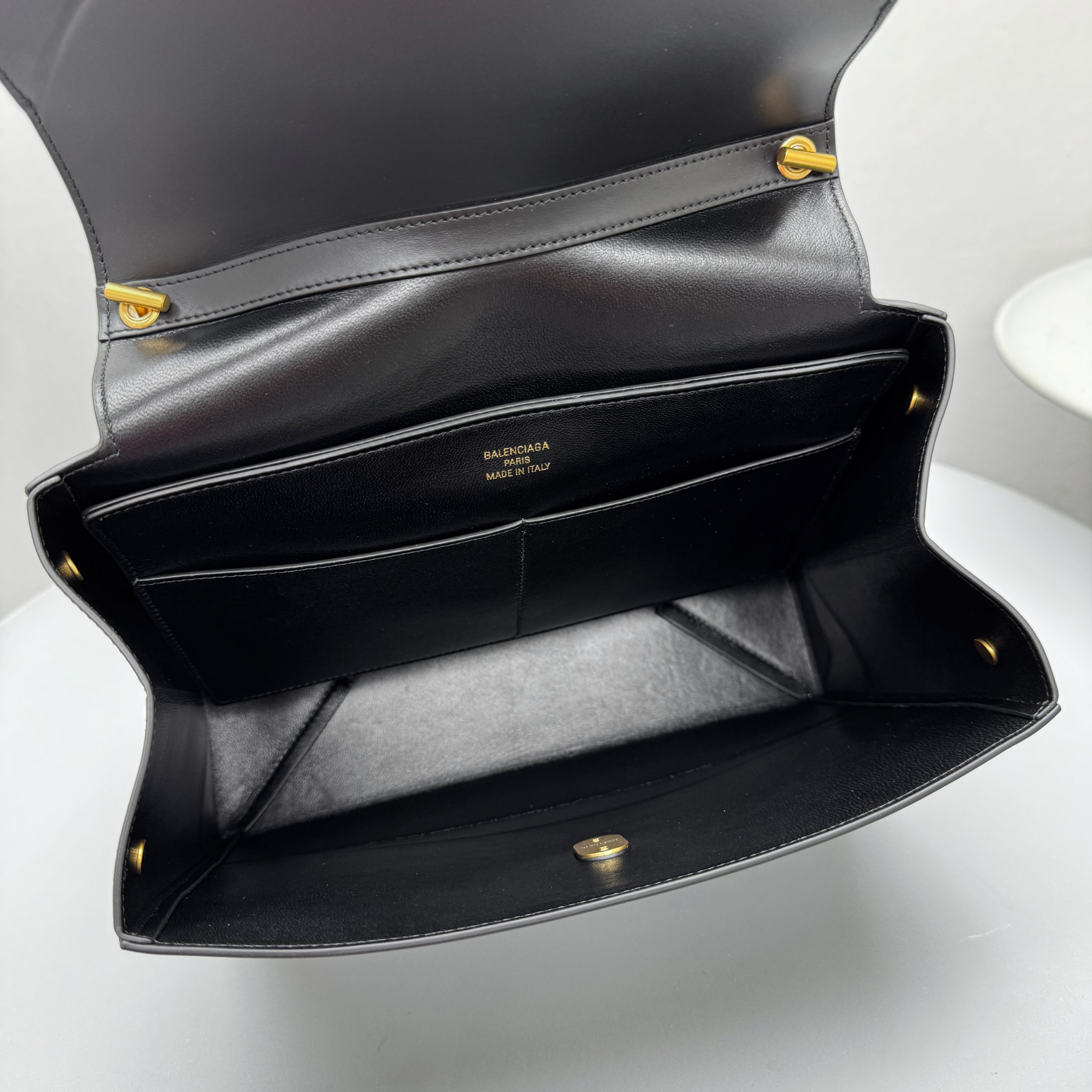 Bagsaaa Ba1en*iaga Nano Handbag Medium in black smooth calfskin - 28cm