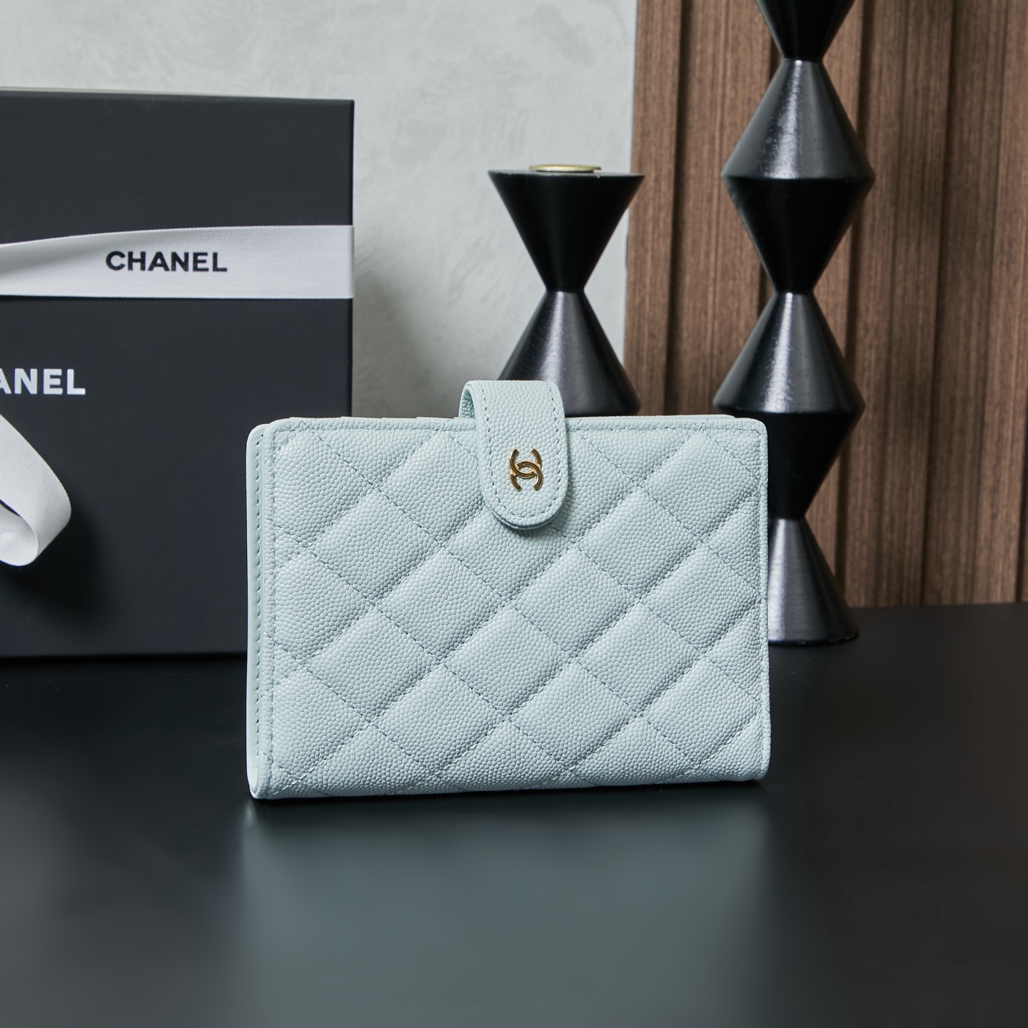 Bagsaaa Ch**el Light Blue Wallet - 15*10*3cm