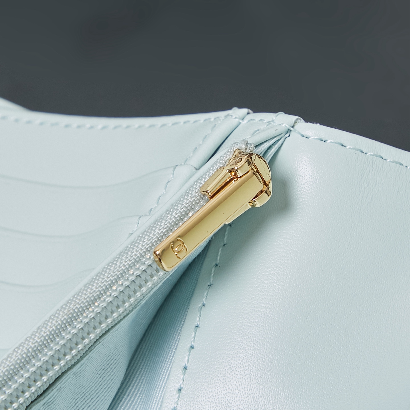 Bagsaaa Ch**el Light Blue Wallet - 15*10*3cm