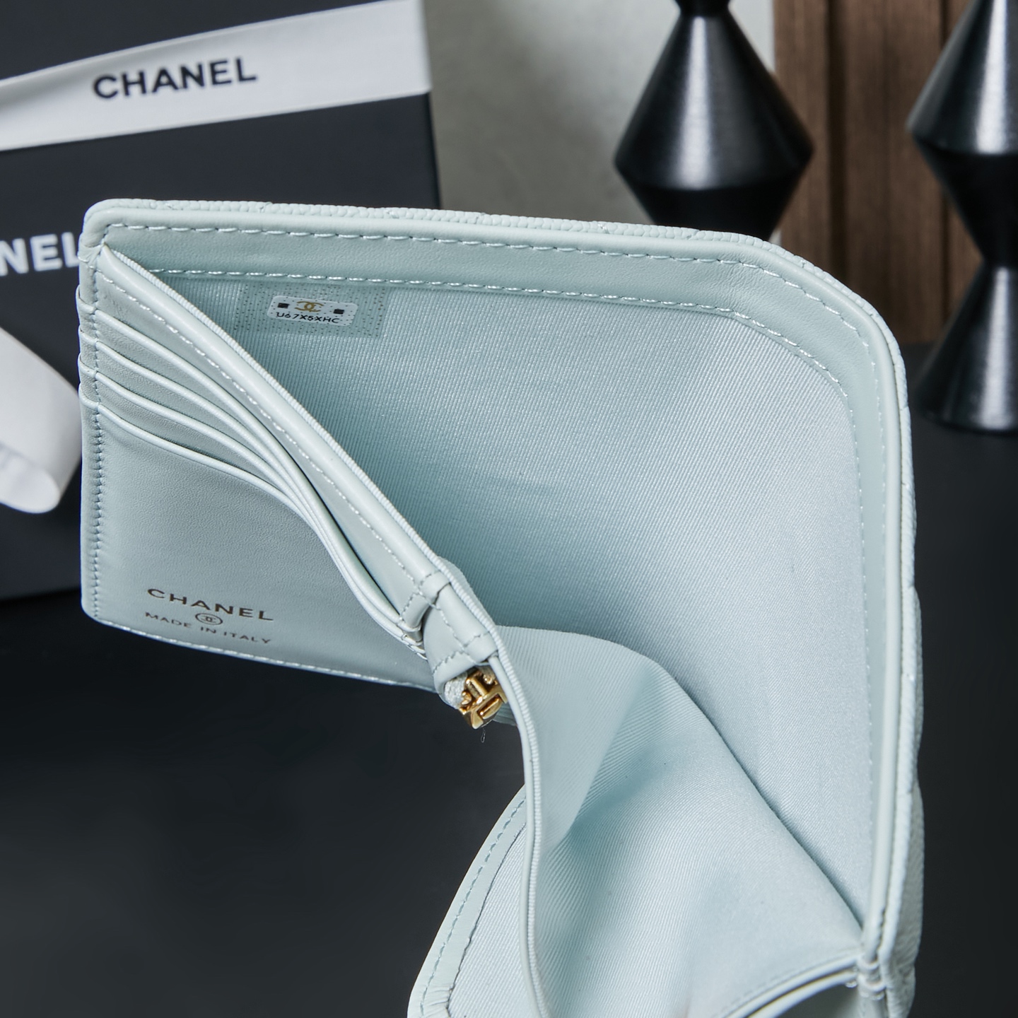 Bagsaaa Ch**el Light Blue Wallet - 15*10*3cm