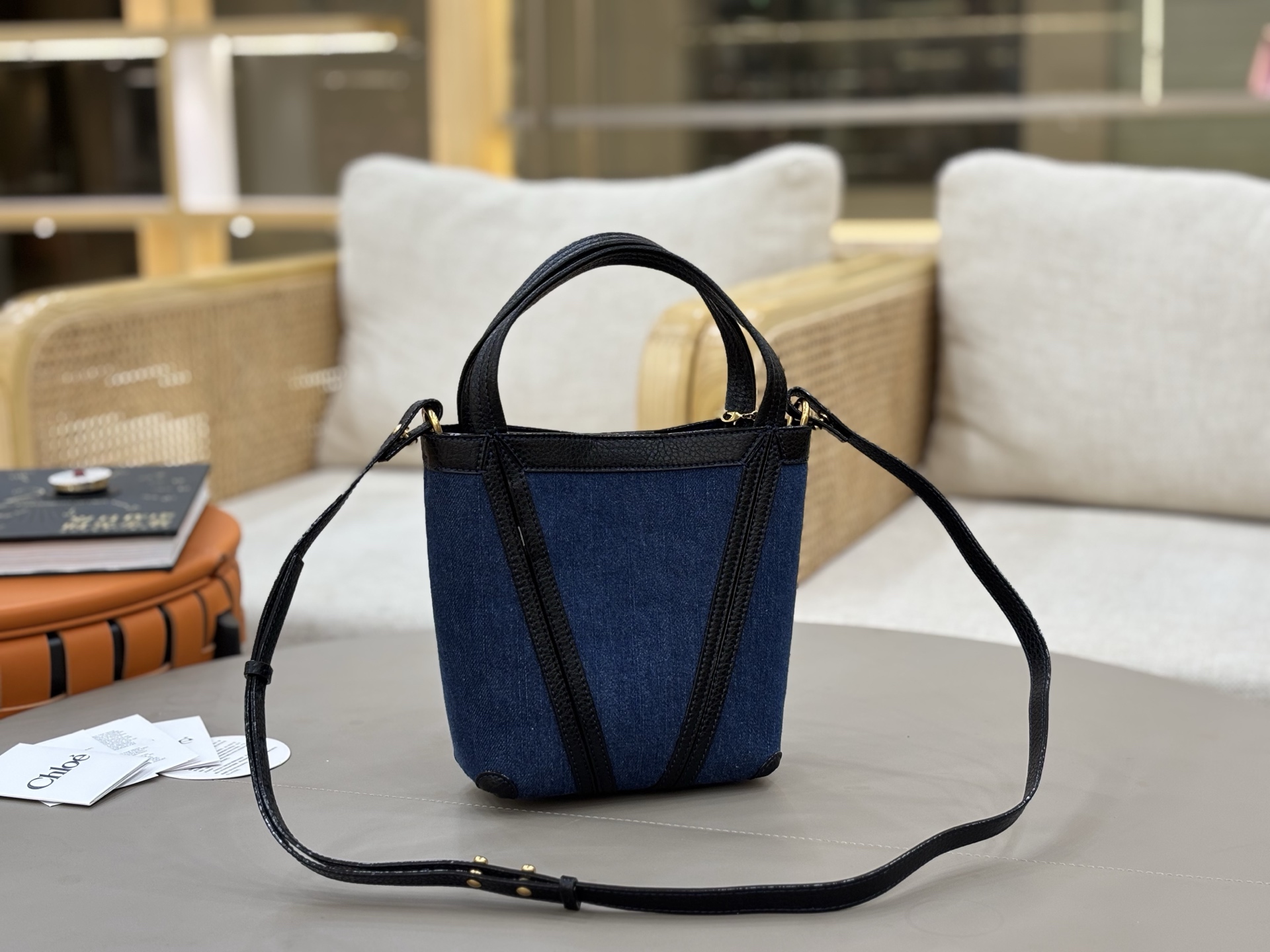 Bagsaaa Small Chloé Spin tote bag in denim - 19 cm