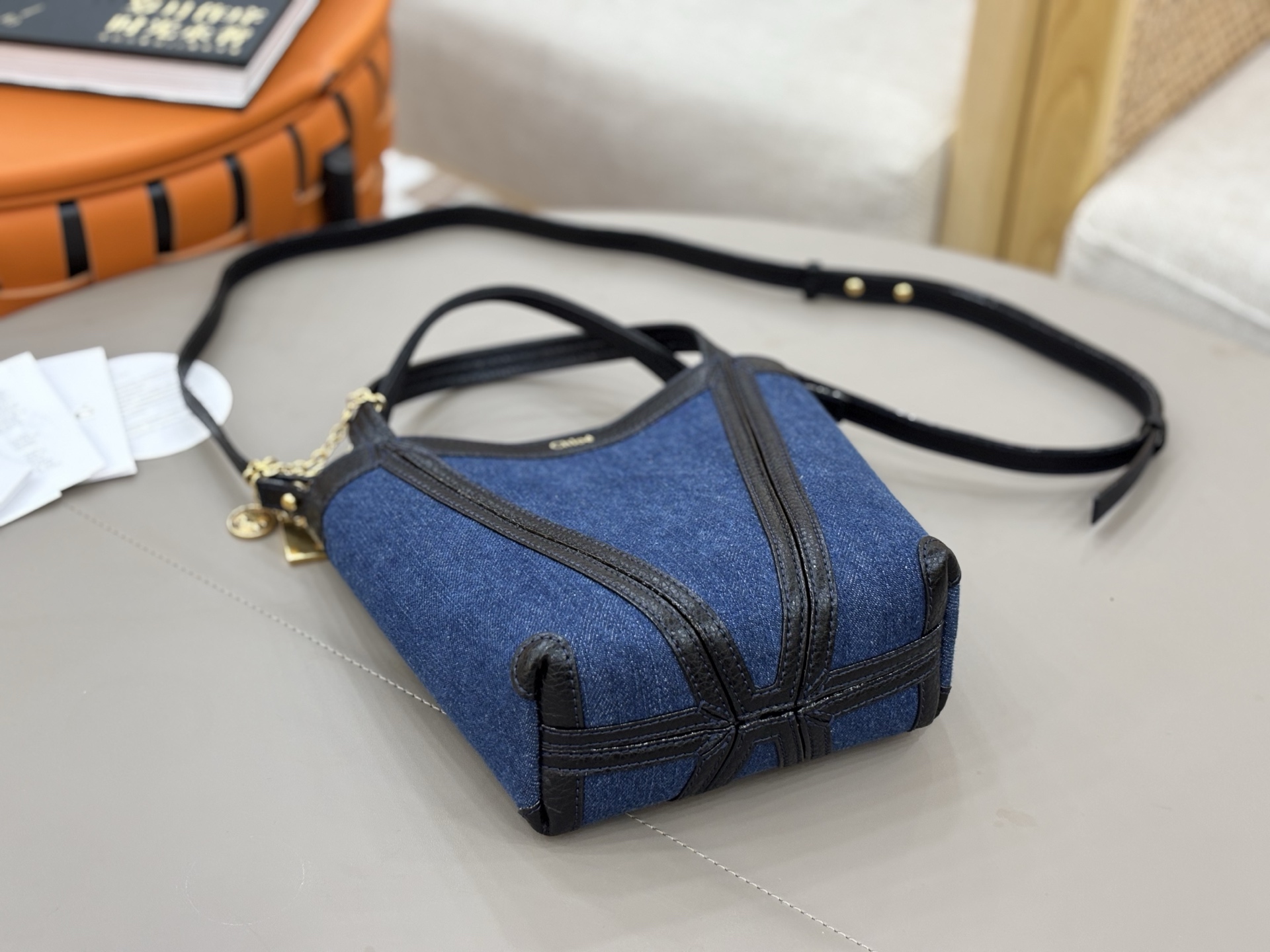 Bagsaaa Small Chloé Spin tote bag in denim - 19 cm