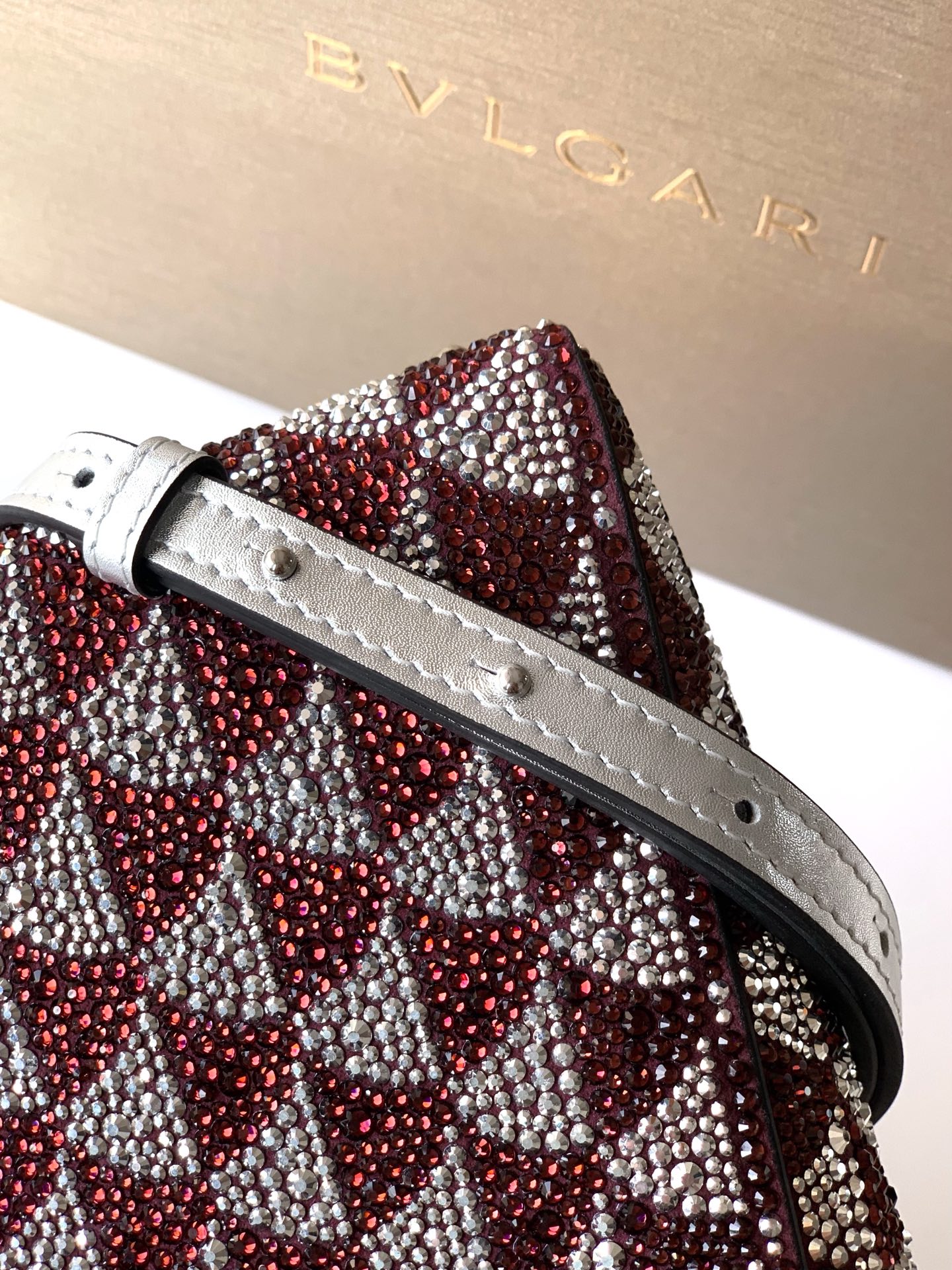 Bagsaaa Bv1g*ai Serpentine Duo Top Handle midnight plum and silver Calla Crystals - 21.5cm