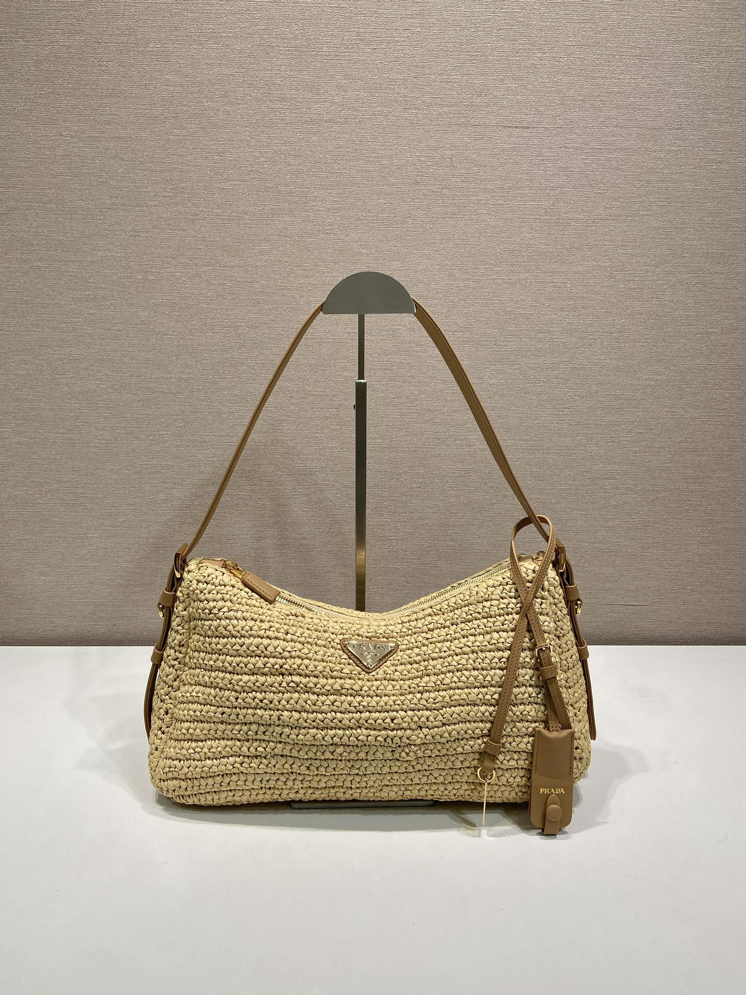 Bagsaaa Pra*a Aimée large crochet and leather bag 1BC247 - 34cm