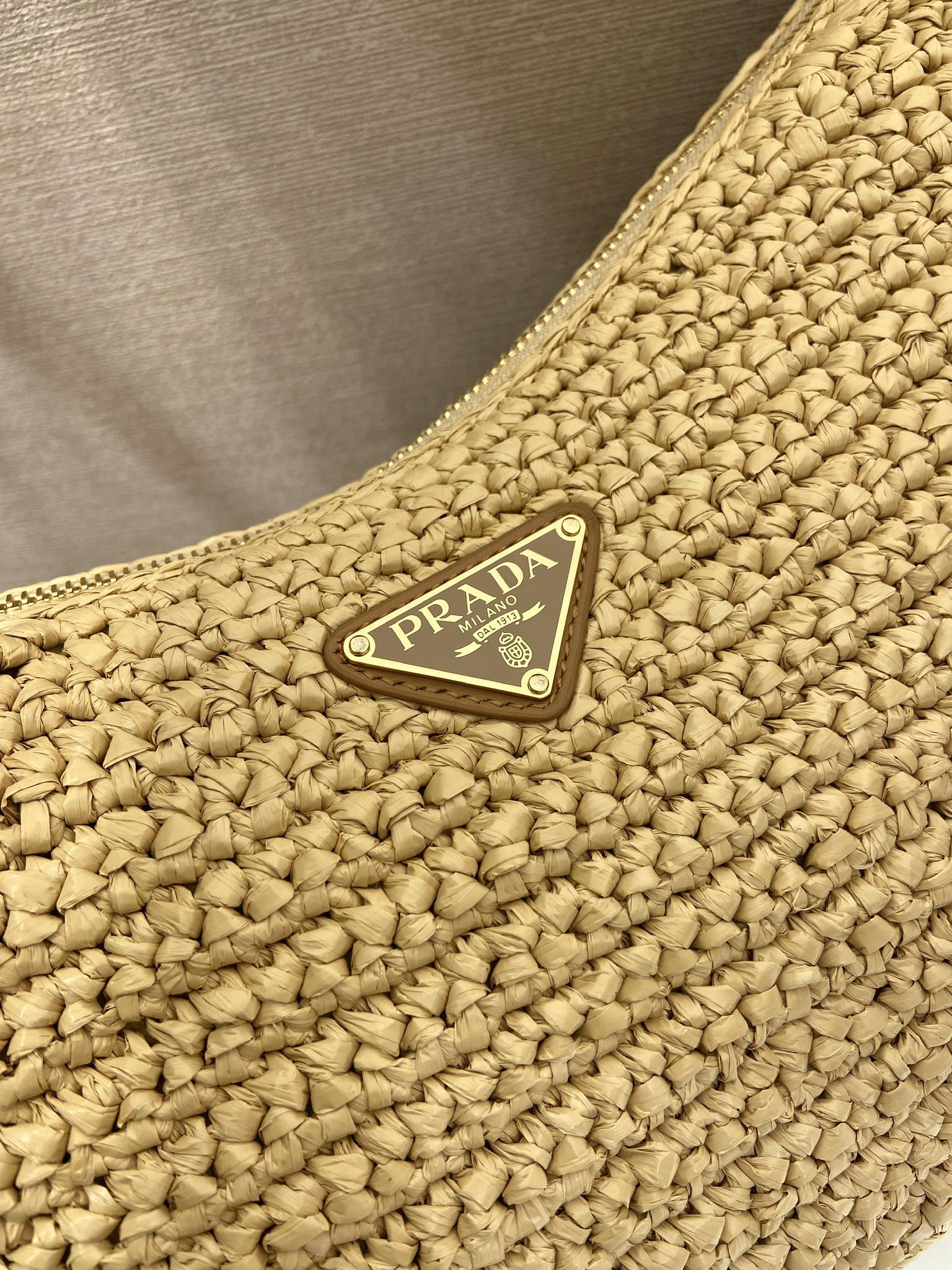 Bagsaaa Pra*a Aimée large crochet and leather bag 1BC247 - 34cm