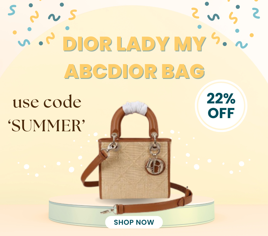 Bagsaaa D10r Small Lady D10r My ABCD10r Bag Natural Cannage Raffia - 20cm