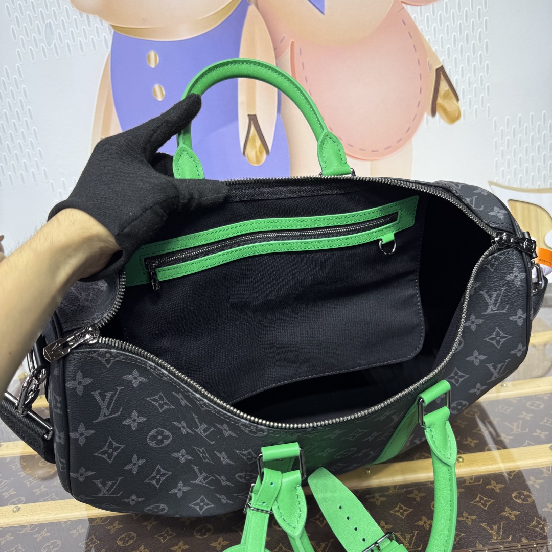 Bagsaaa LV M26434 Keepall Bandoulière 50 Black & Green - 50cm
