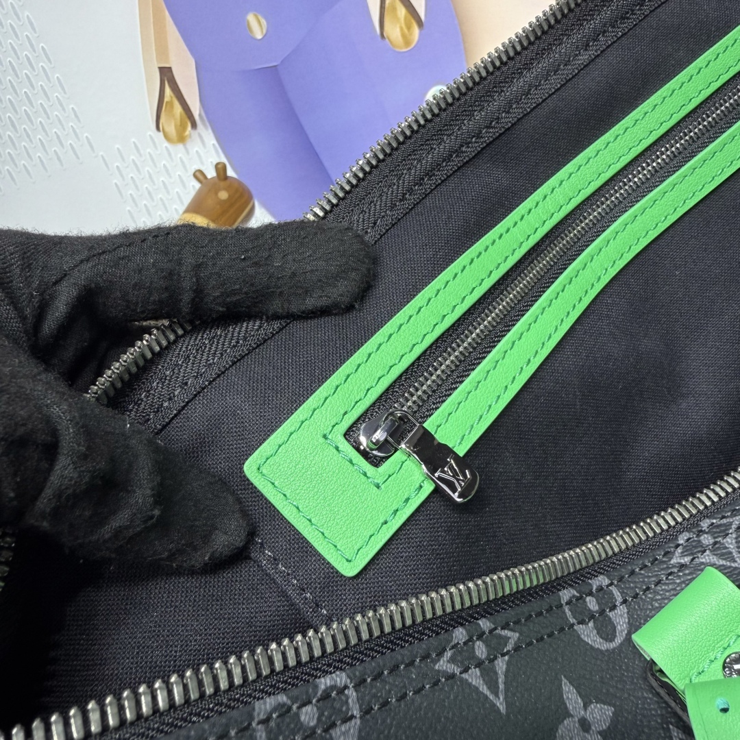 Bagsaaa LV M26434 Keepall Bandoulière 50 Black & Green - 50cm