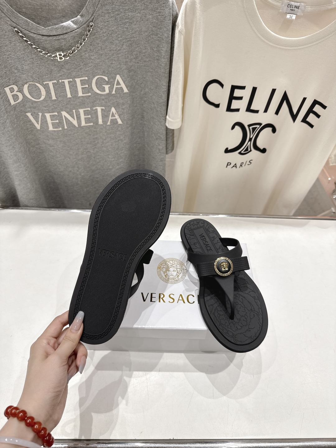 Bagsaaa Versace Gianni Ribbon Sandals black