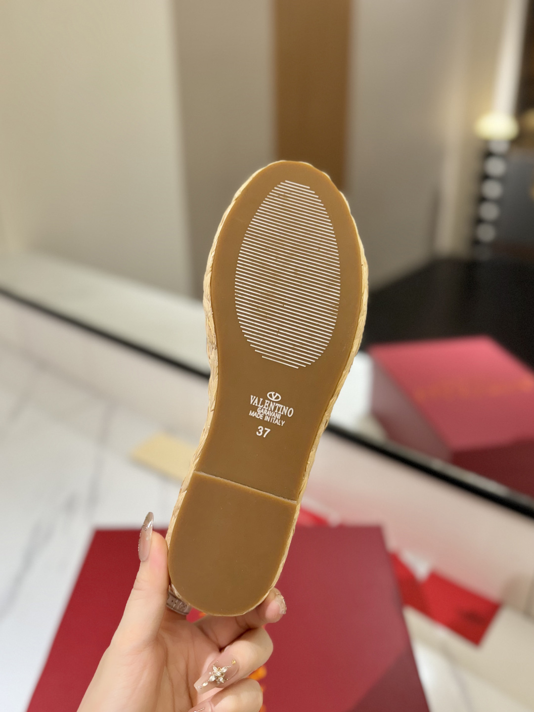 Bagsaaa Va1e*ntin0 Garavani VLogo Slide Espadrilles Nude
