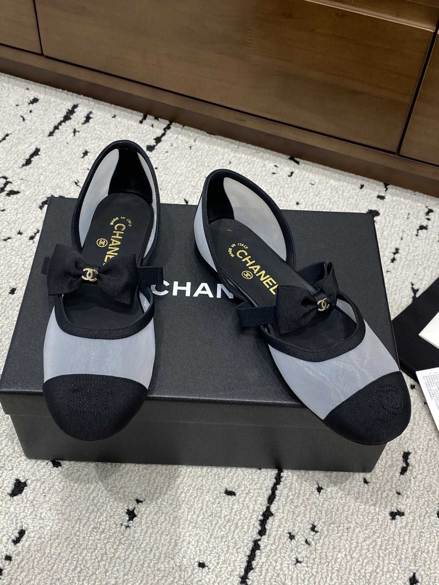 Bagsaaa Ch**el Mary Janes G46701 Mesh & Grosgrain