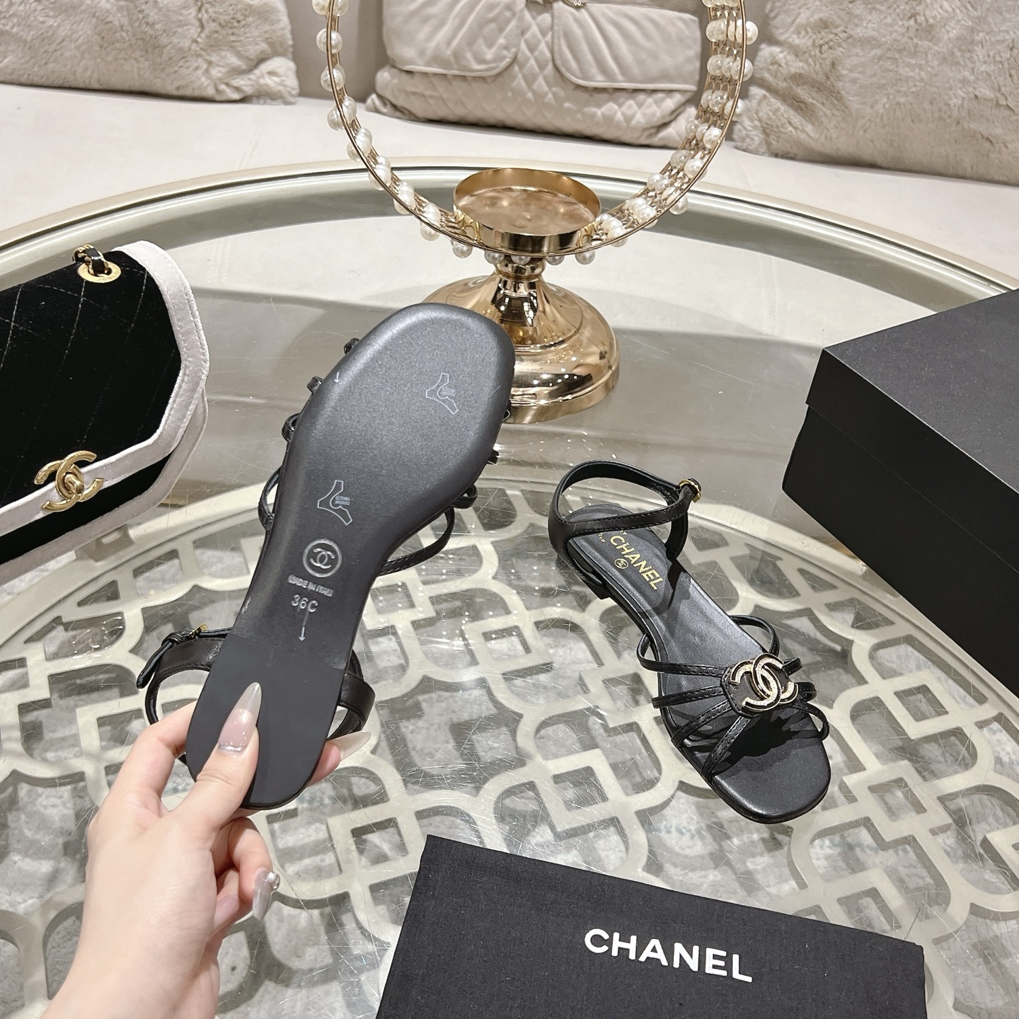 Bagsaaa Ch**el Sandals G46275 Black