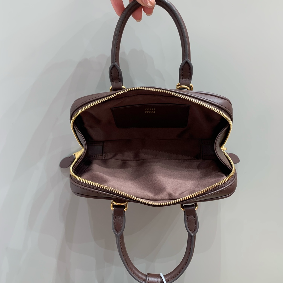 Bagsaaa Miu Miu Arcadie leather mini-bag 5BP088 dark brown - 19cm