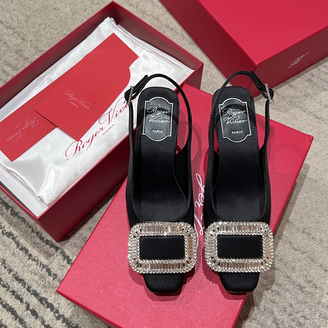 Bagsaaa Roger Vivier Belle Vivier Slingback Pumps in satin black