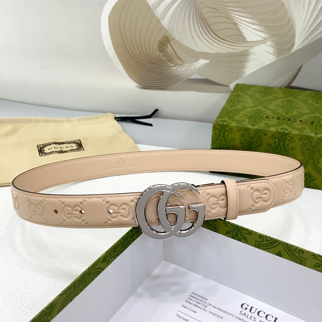 Bagsaaa Gvc*1 Belt Beige & Silver - 3cm