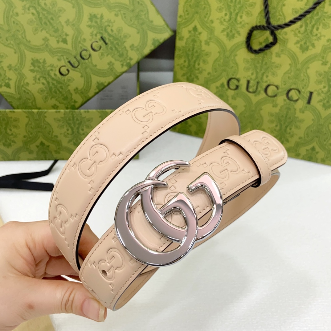 Bagsaaa Gvc*1 Belt Beige & Silver - 3cm