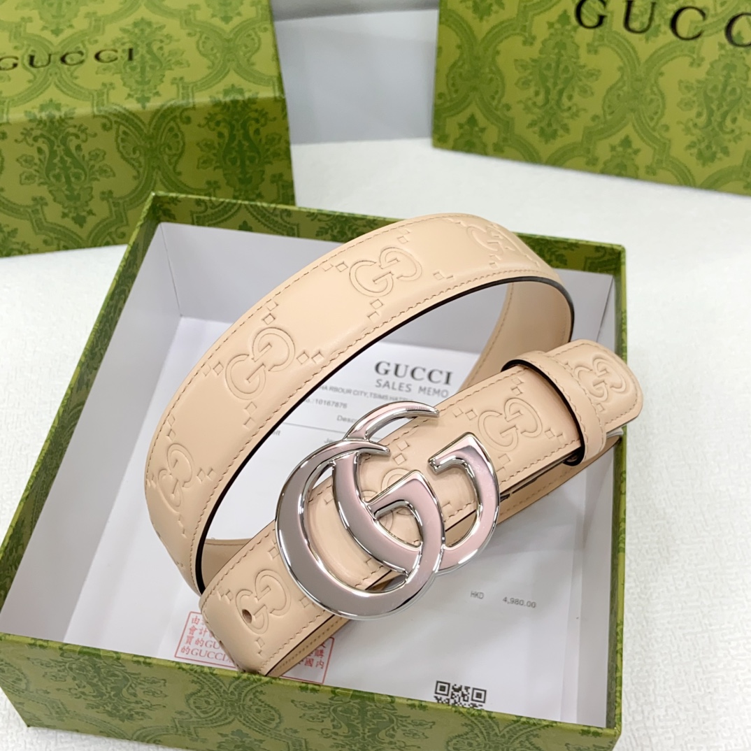 Bagsaaa Gvc*1 Belt Beige & Silver - 3cm