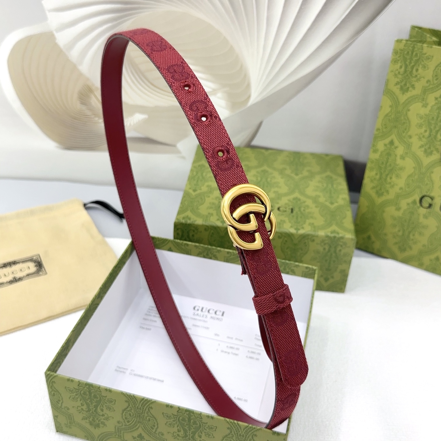 Bagsaaa Gvc*1 Belt Red & Gold - 2cm