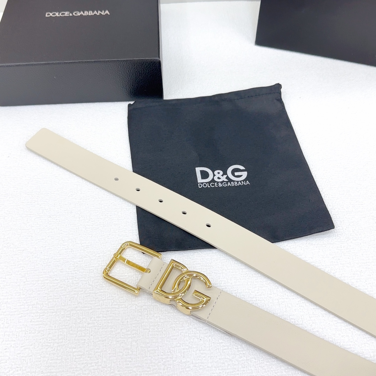 Bagsaaa D&G Belt White & Gold - 3cm