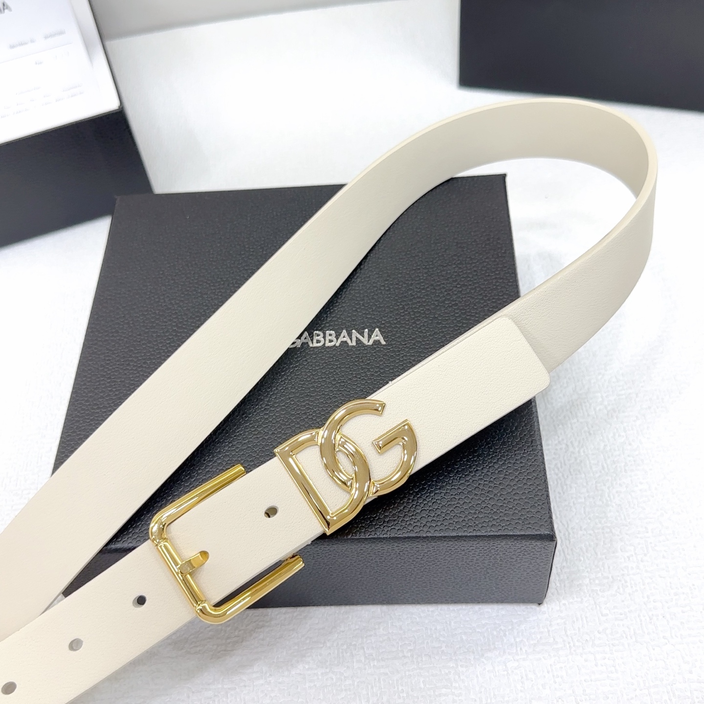 Bagsaaa D&G Belt White & Gold - 3cm