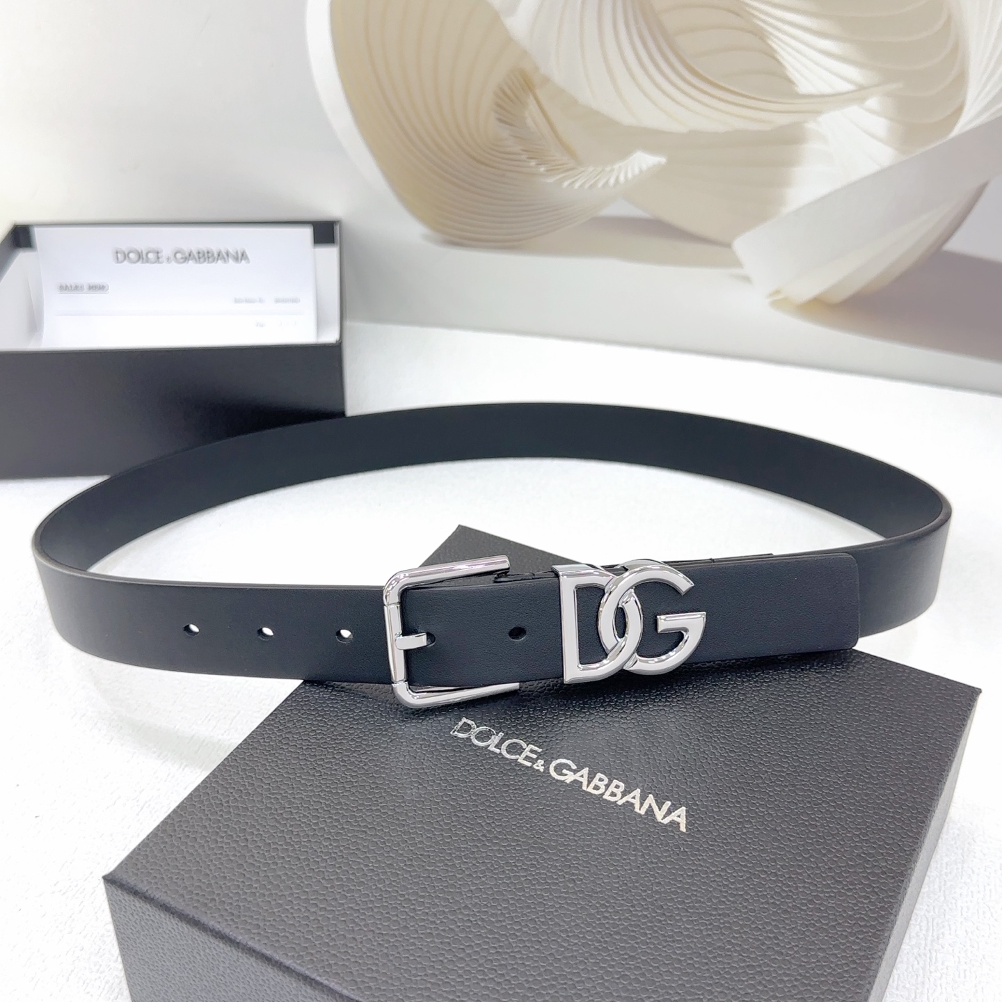 Bagsaaa D&G Belt Black & Silver - 3cm