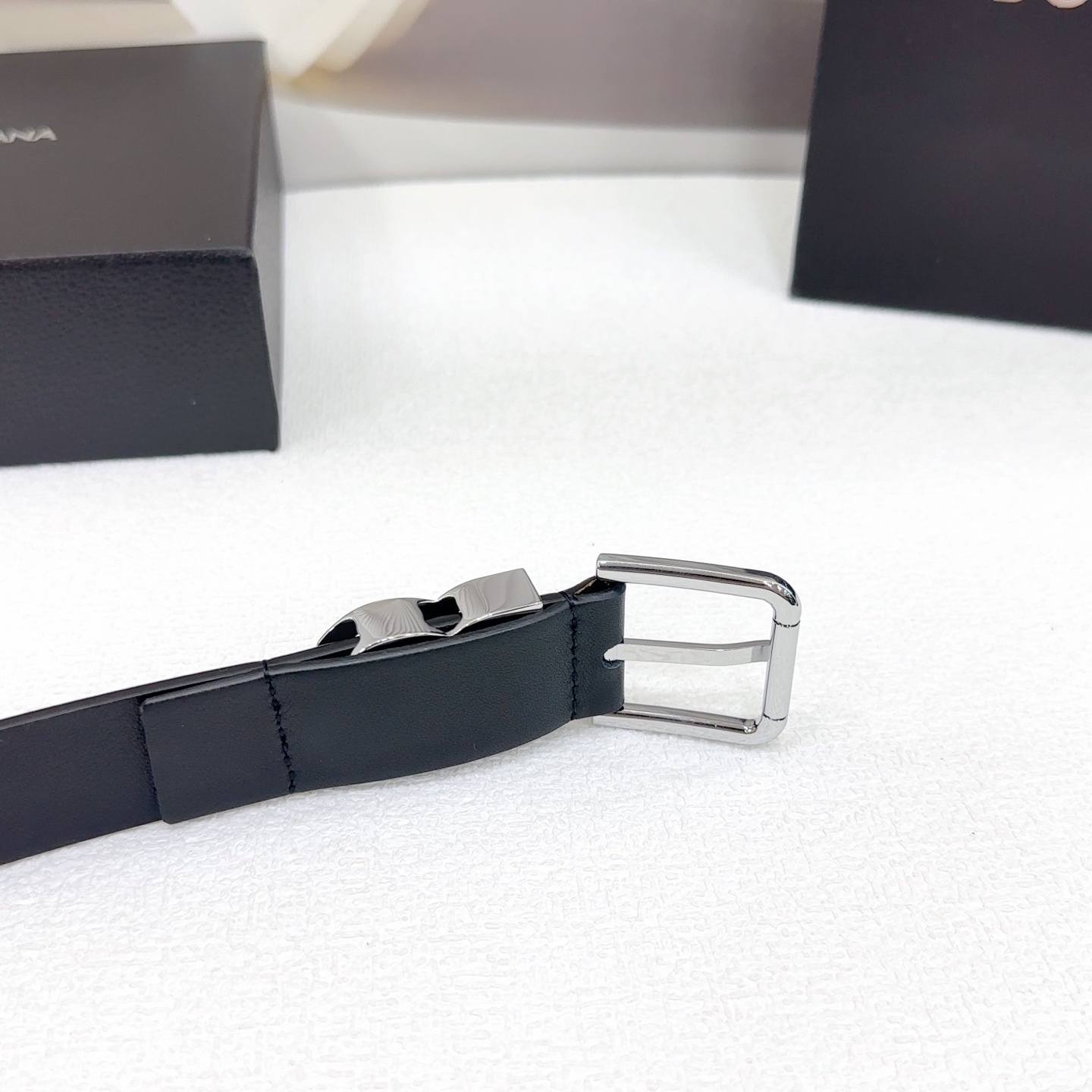 Bagsaaa D&G Belt Black & Silver - 3cm