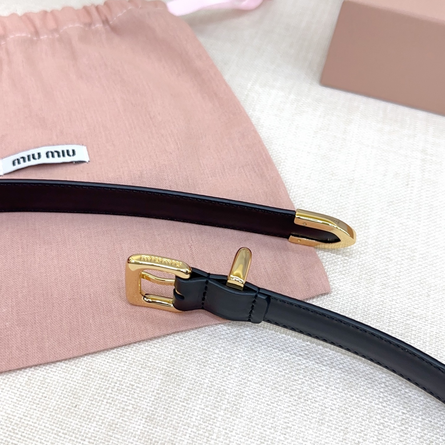 Bagsaaa Miu Miu Belt Black & Gold - 2cm
