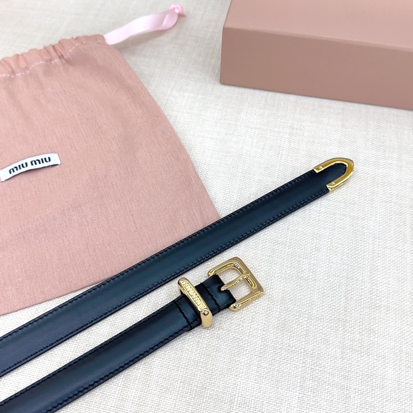 Bagsaaa Miu Miu Belt Black & Gold - 2cm