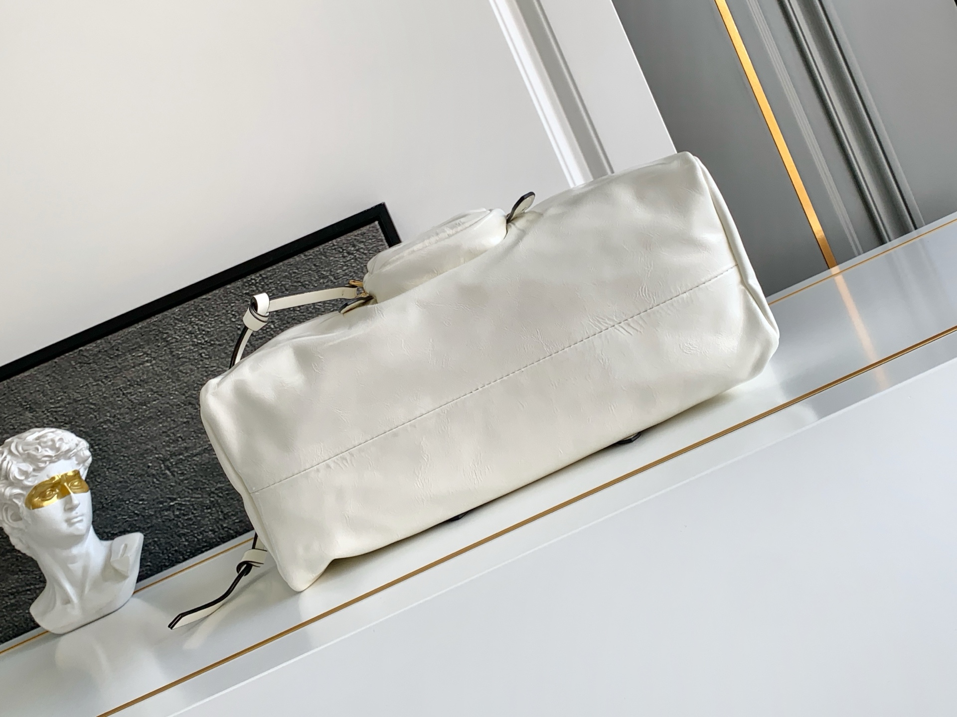 Bagsaaa Pra*a Dangle medium leather top-handle bag 1BB138 white - 30cm