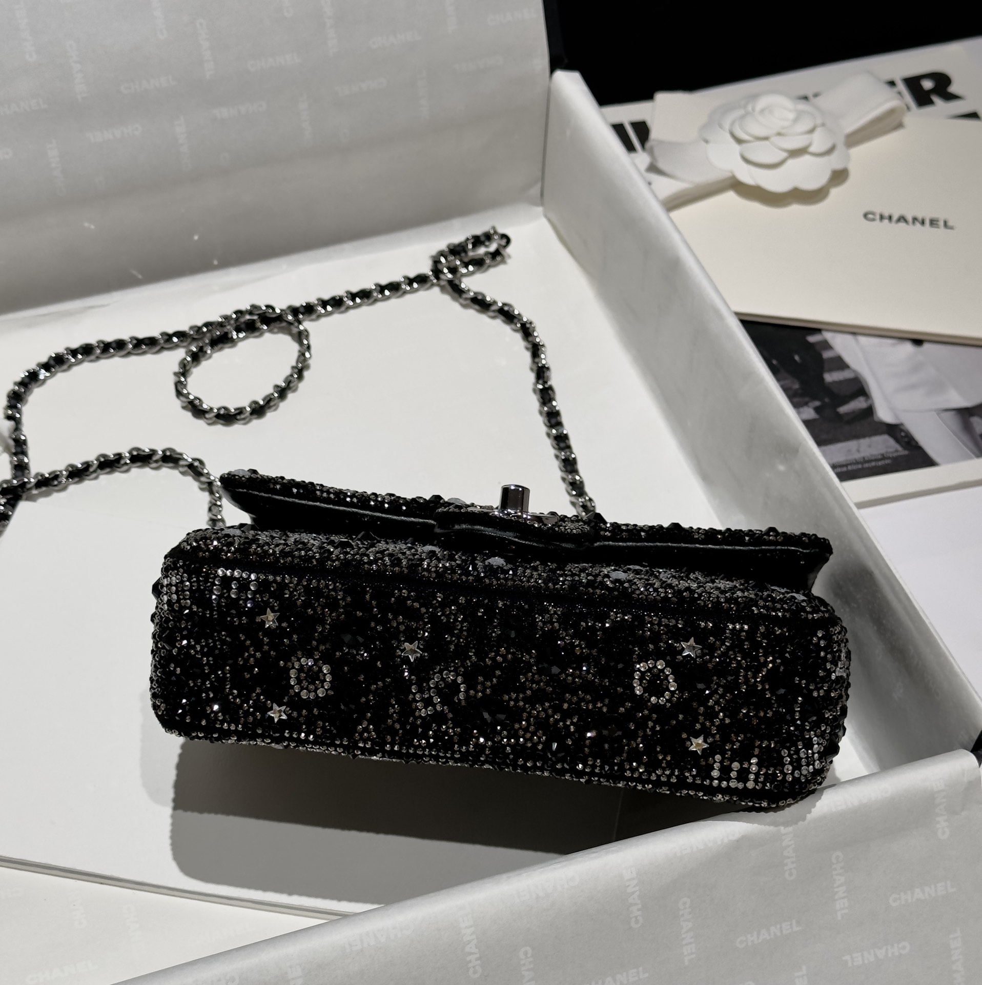 Bagsaaa Ch**el Small Flap Bag Black Crystal - 20cm
