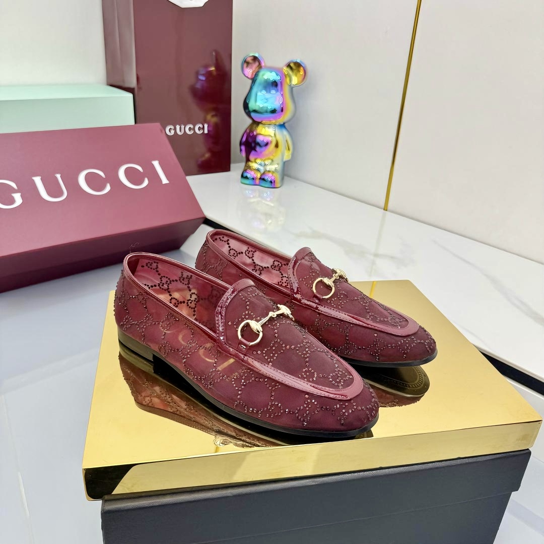 Bagsaaa Women's GG crystal Gvc*1 Jordaan loafer 835483 red