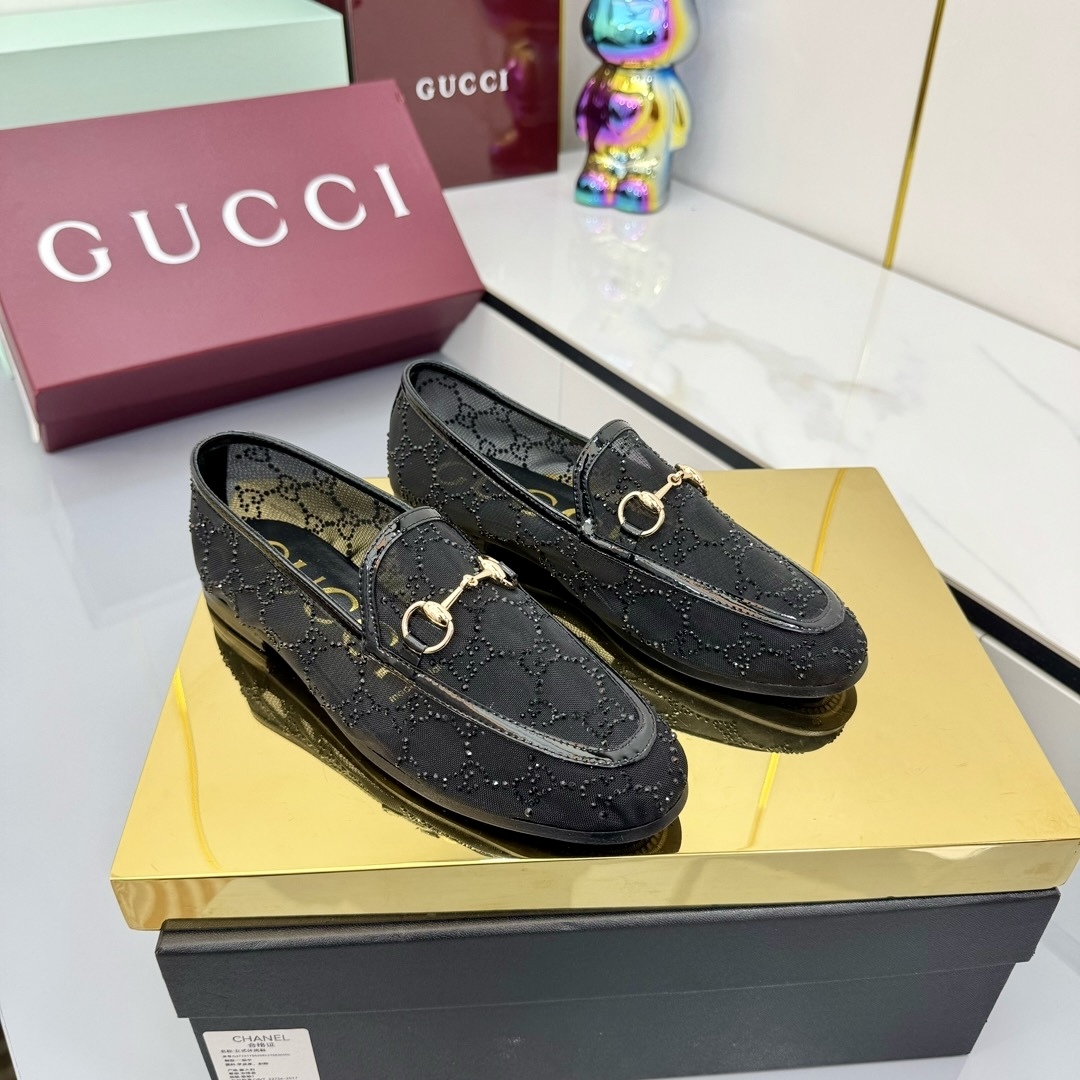Bagsaaa Gvc*1 Women's GG crystal Gvc*1 Jordaan loafer 835483 black