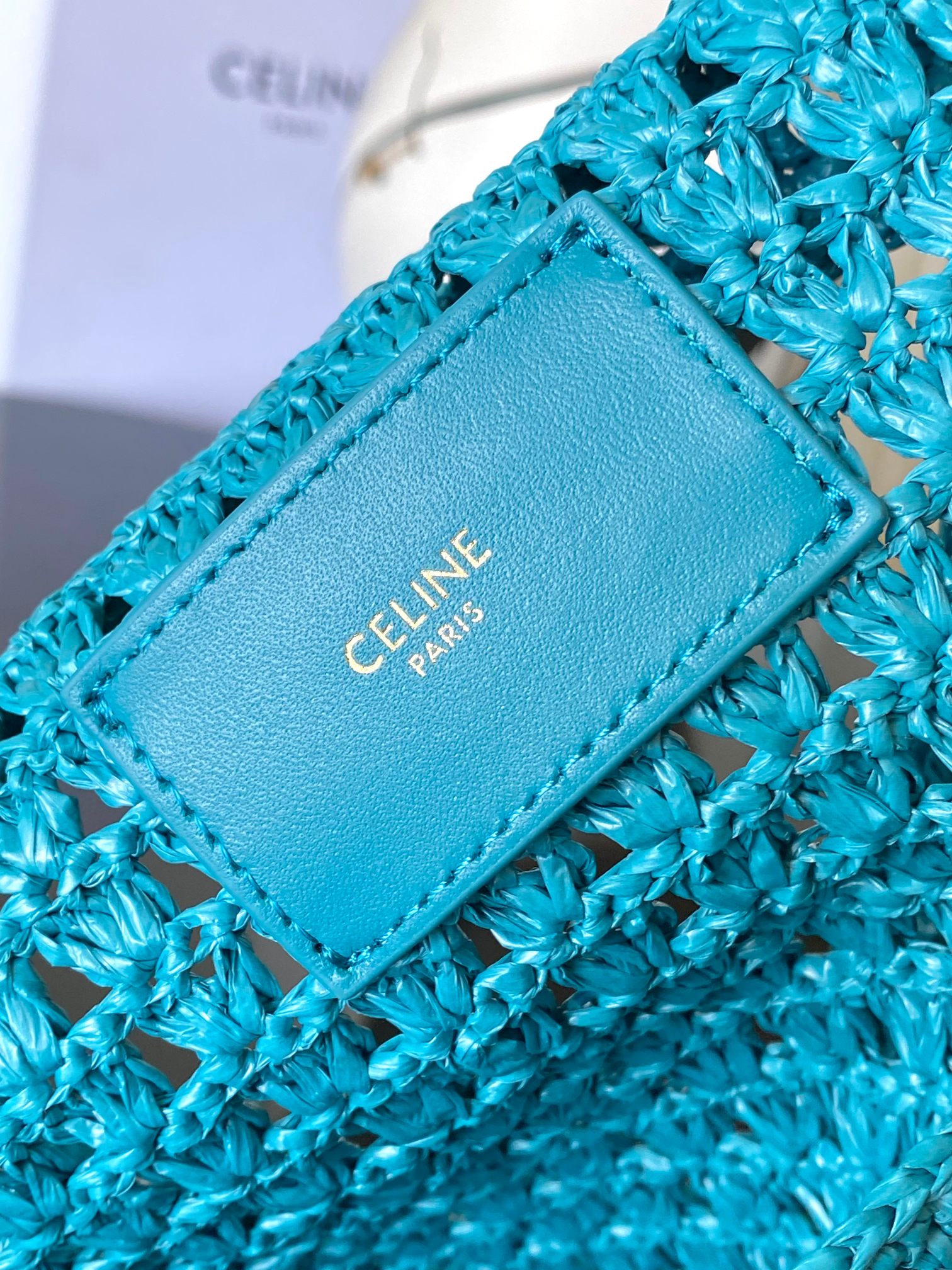 Bagsaaa Ce1i*e Large Hobo Panier In Raffia 122492 Cobalt - 53cm