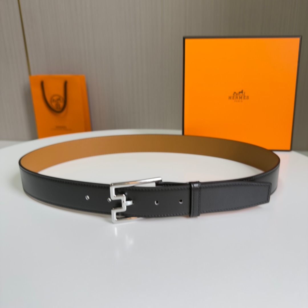 Bagsaaa H**me5 Belt Black & Silver - 3.5cm