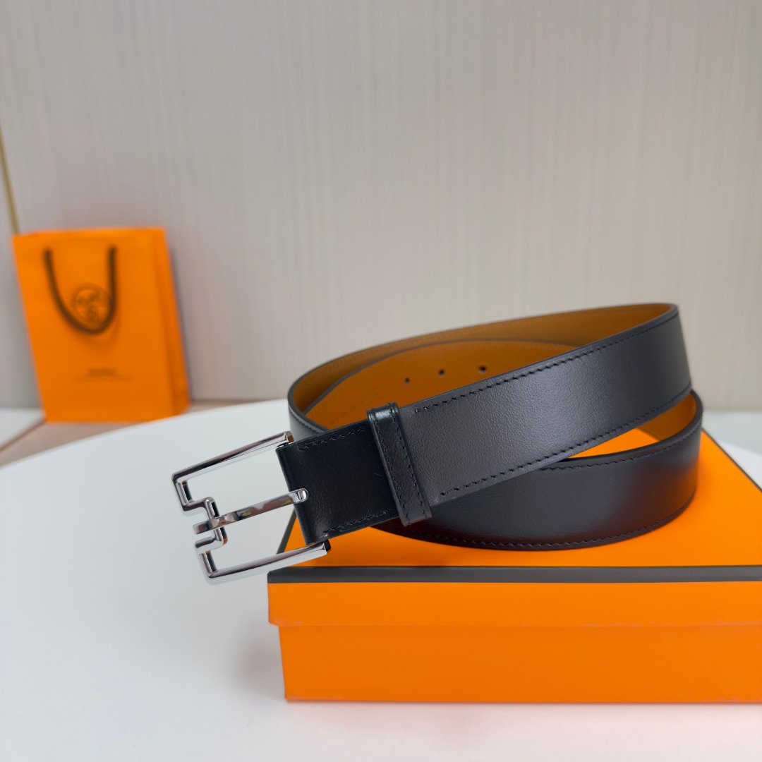 Bagsaaa H**me5 Belt Black & Silver - 3.5cm