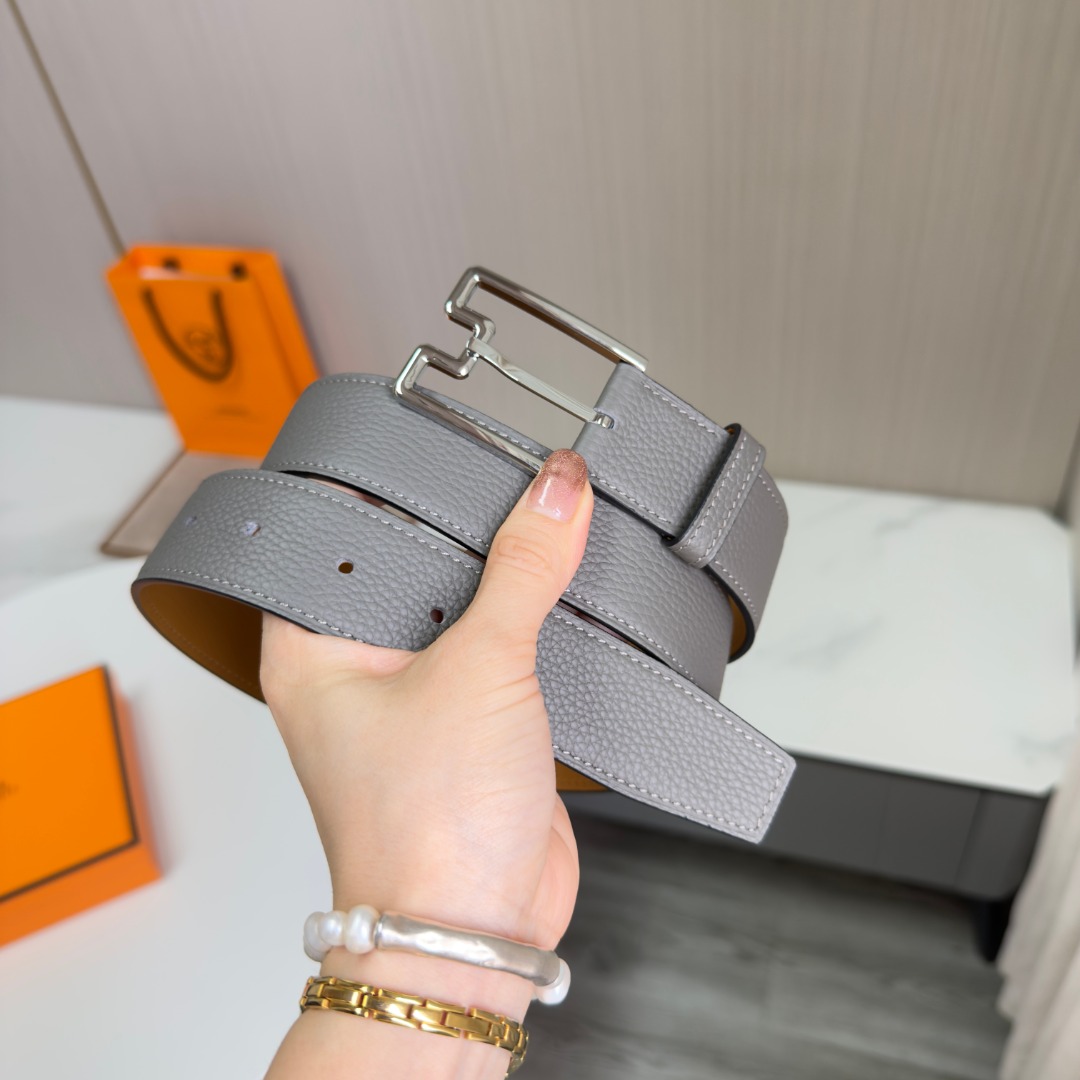 Bagsaaa H**me5 Belt Gray & Silver - 3.5cm