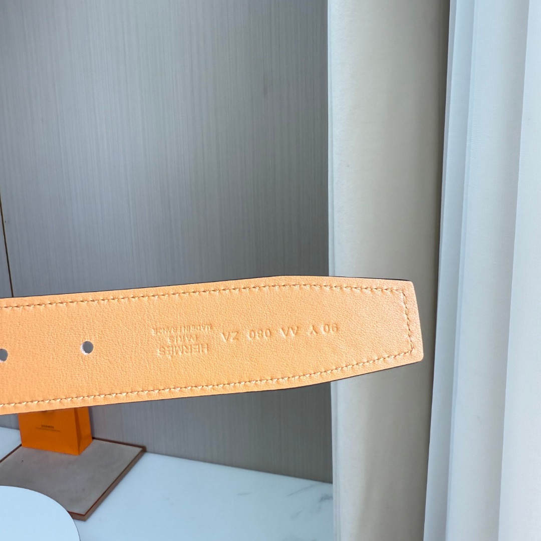 Bagsaaa H**me5 Belt Brown & Silver - 3.5cm