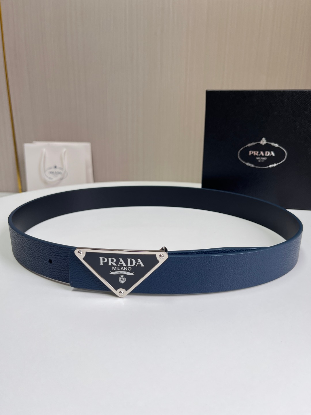 Bagsaaa Pra*a Belt Blue & Silver - 3.5cm