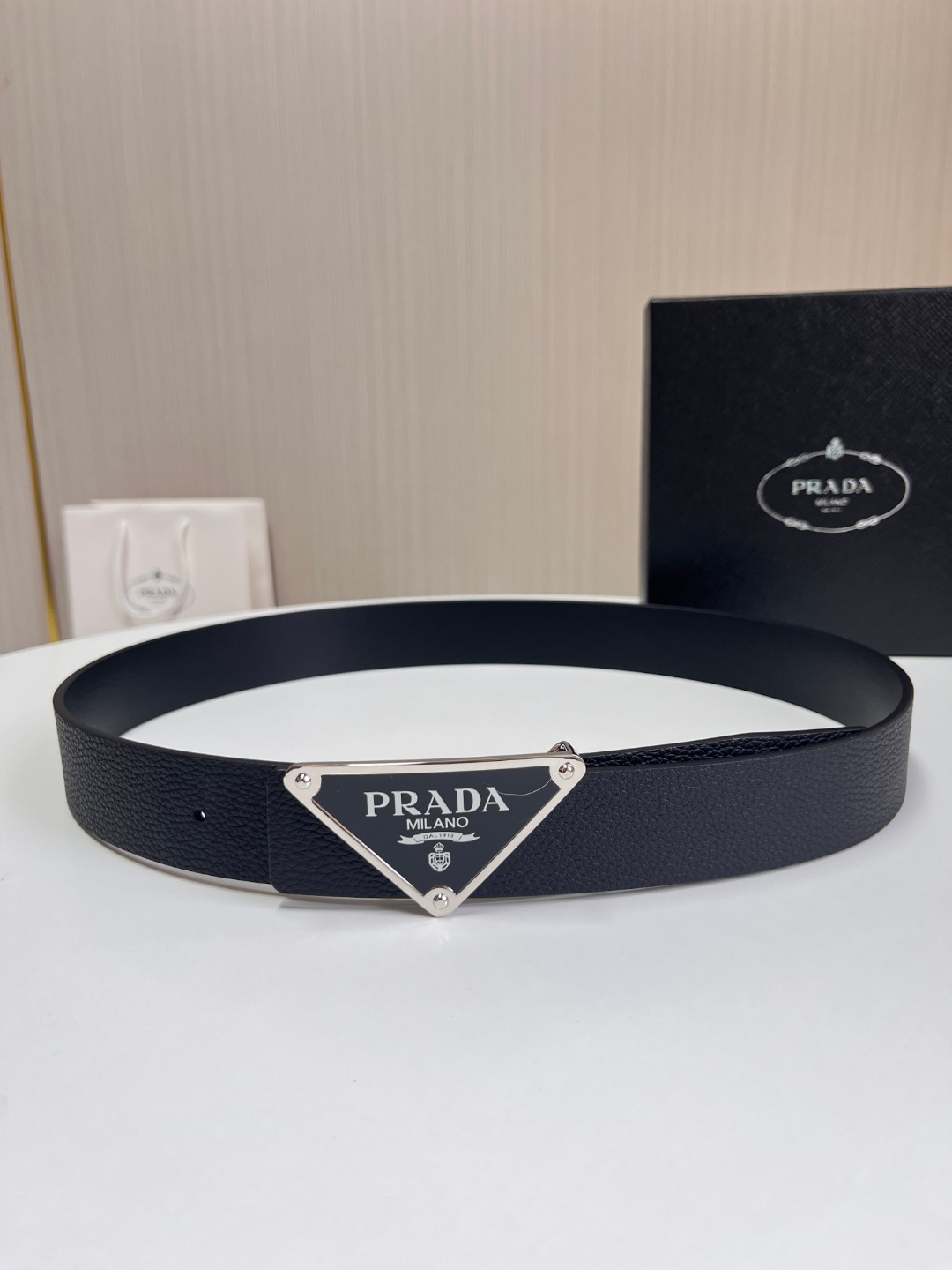 Bagsaaa Pra*a Belt Black & Silver - 3.5cm