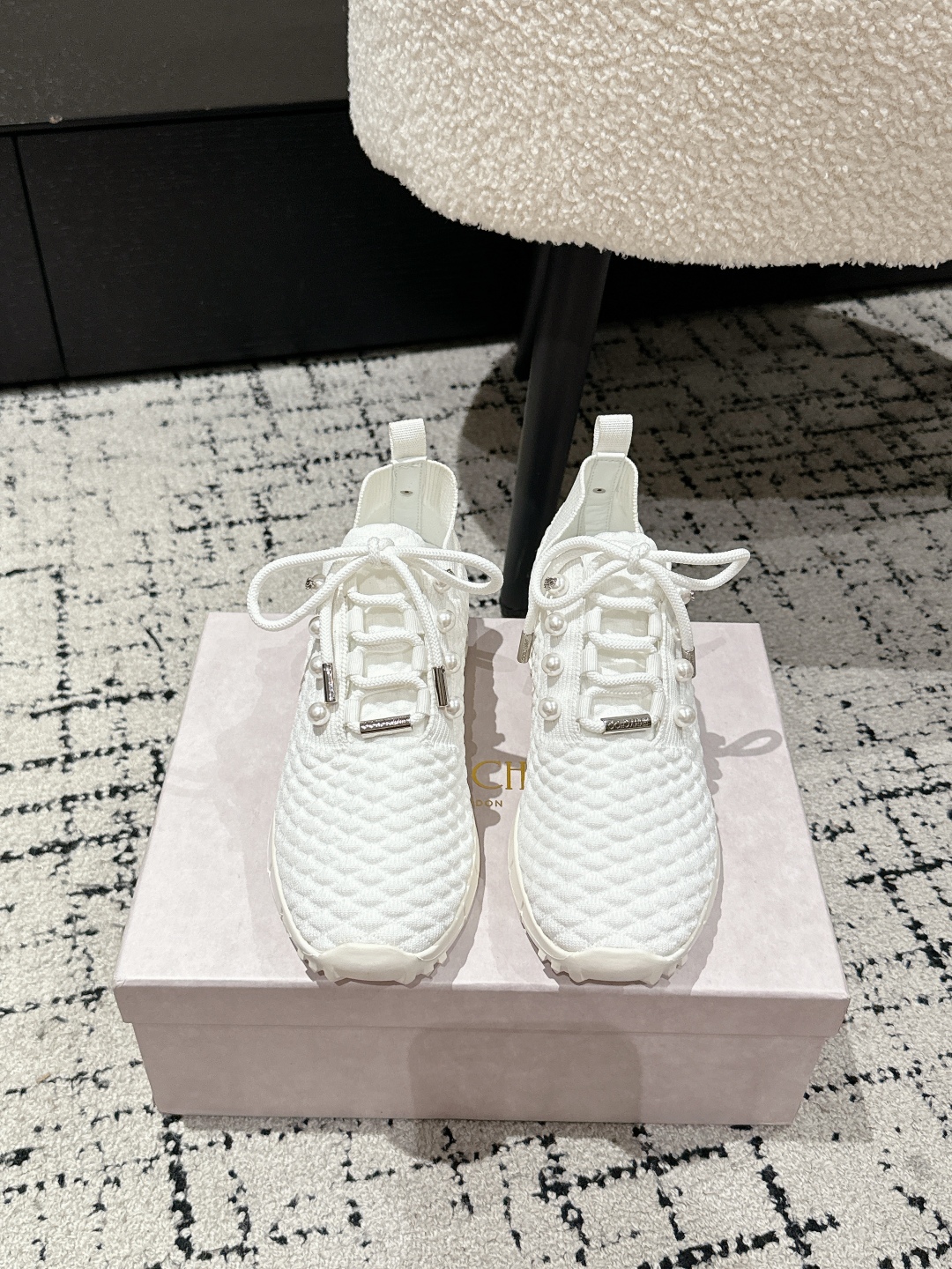 Bagsaaa J1m*y Ch00 Veles White Textured Knit Trainers