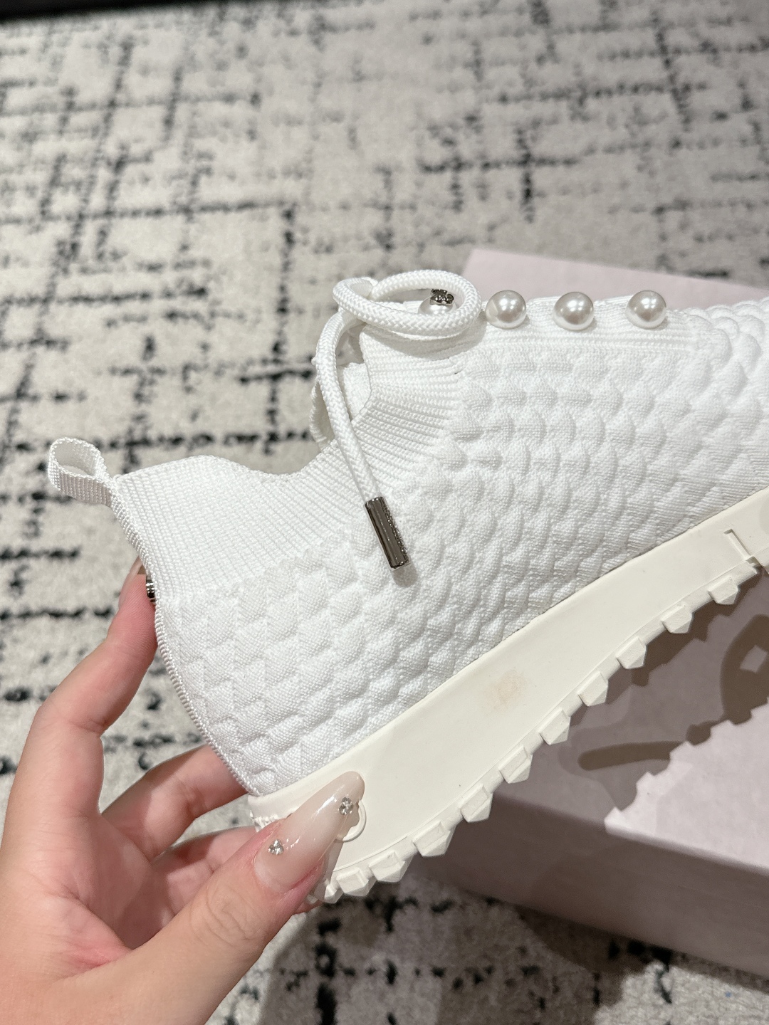 Bagsaaa J1m*y Ch00 Veles White Textured Knit Trainers