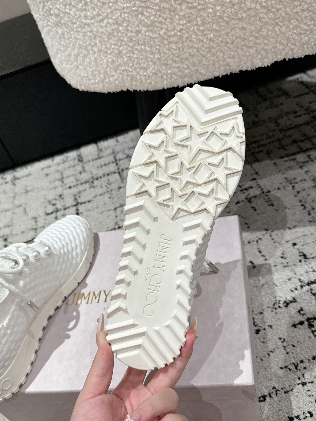 Bagsaaa J1m*y Ch00 Veles White Textured Knit Trainers