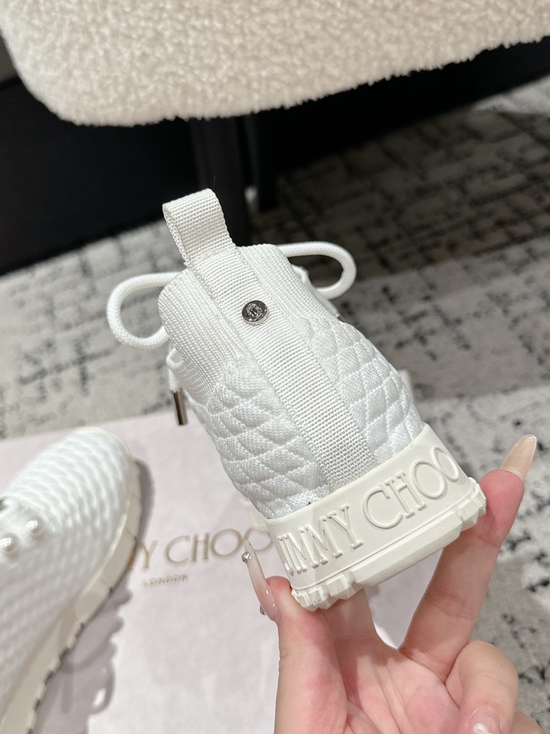 Bagsaaa J1m*y Ch00 Veles White Textured Knit Trainers