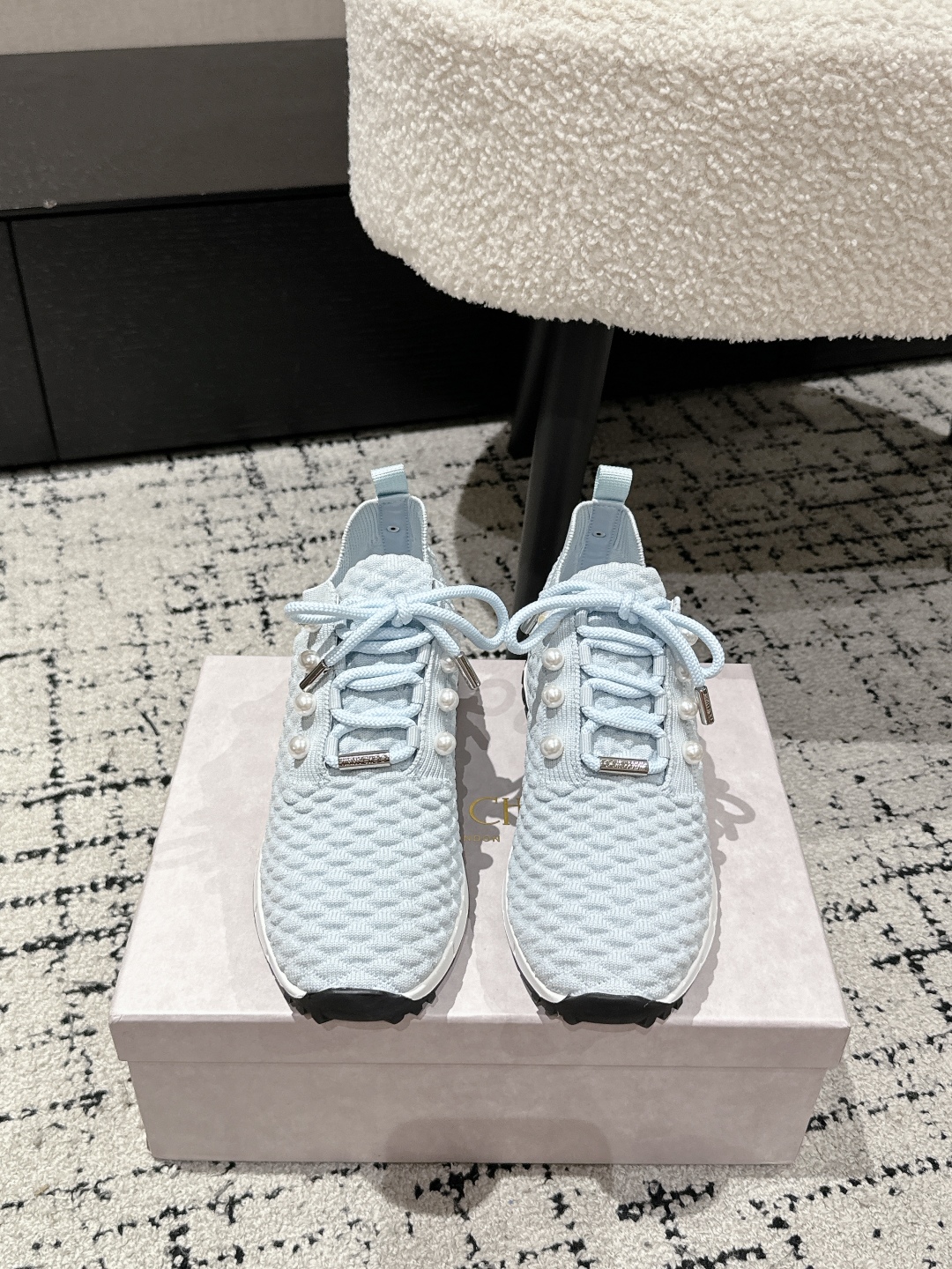 Bagsaaa J1m*y Ch00 Veles Blue Textured Knit Trainers
